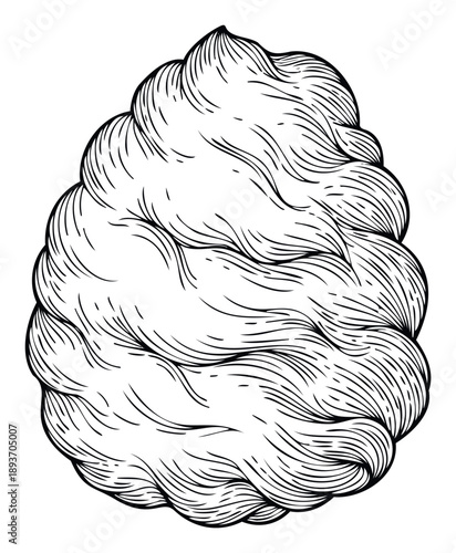Monochrome hand drawn graphic featuring a dense wavy texture resembling fur or cloud, suitable for engaging website backgrounds, print media, and creative brand identity.