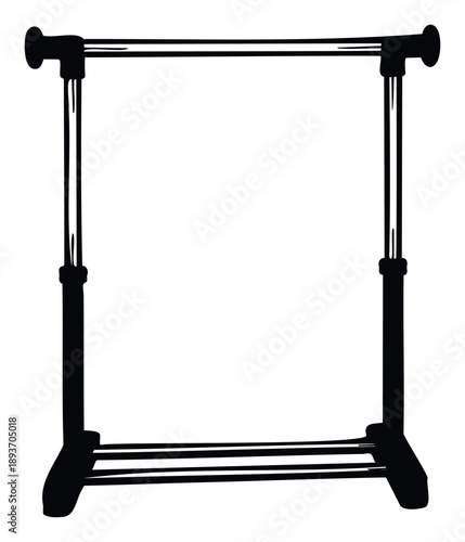 Modern and functional clothes rack providing essential storage solutions for organizing garments in retail spaces, bedrooms, or laundry rooms, useful for home staging and wardrobe display