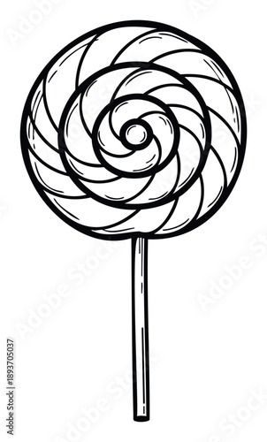 Delicious classic swirl lollipop on a stick for confectionery packaging designs sweet snack menus or fun children party celebration graphics