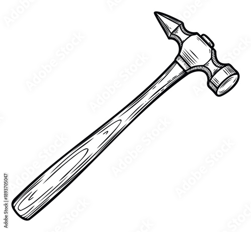 A useful and robust ball peen hammer tool for construction and workshop tasks providing essential utility for crafting and repair projects