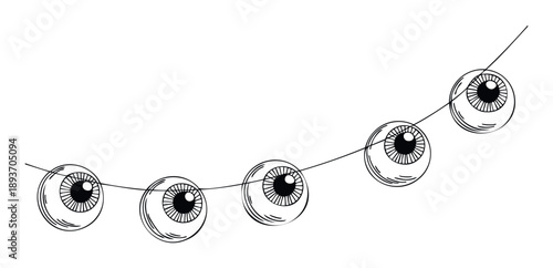 Creepy eyeball garland string for Halloween decorations and horrorthemed parties creating an eerie atmosphere perfect for spooky holiday graphics and seasonal event promotions