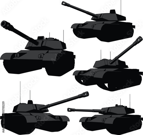 military tank silhouette, armored vehicle, combat formation, black and white, war machine, tank sketch, defense illustration, turret design, battlefield vector, 