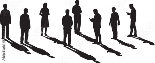 Silhouettes of business people standing in a line formation