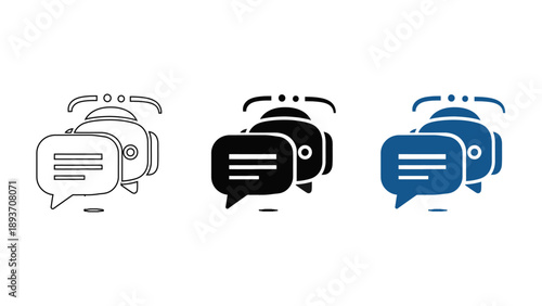 AI Chatbot Assistant Icon with Speech Bubbles - Customer Support and Artificial Intelligence Robot Concept