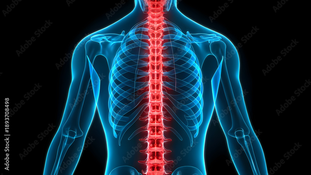 custom made wallpaper toronto digitalHuman spine anatomy illustration highlighting back pain area in red for medical education and healthcare concept