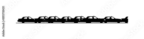 Black Silhouette of Five Cars