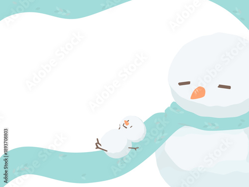 マフラーをした雪だるまフレーム