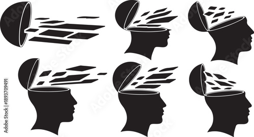 Silhouette of a person's head with ideas exploding out