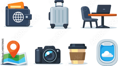 Travel and office work tools.