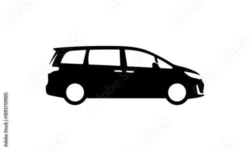Black Silhouette of a Minivan Vehicle
