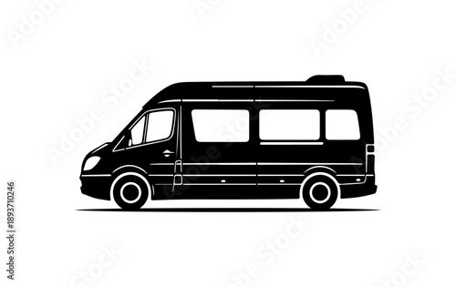 Black Silhouette of a Camper Van