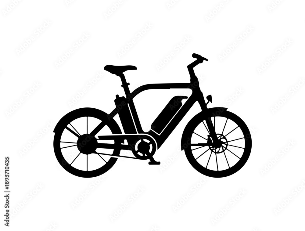 Fototapeta premium Black Silhouette of an E-Bike