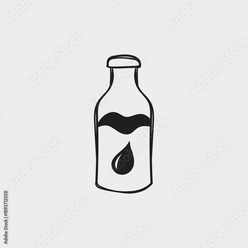 Milk Bottle Icon Minimal Hand Drawn Vector