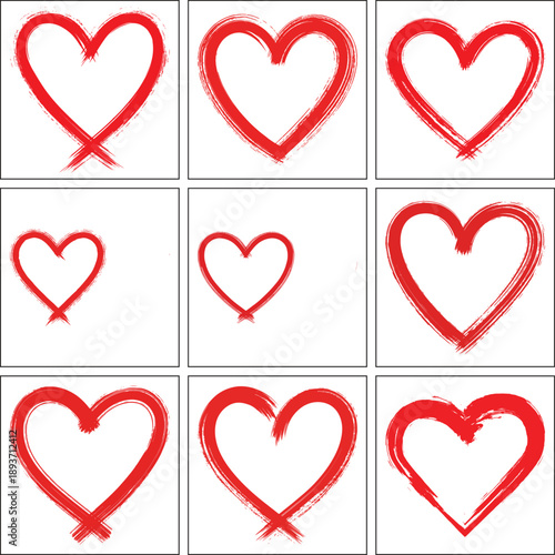 Red Heart Collection: A series of vibrant red heart illustrations, each uniquely crafted, stand as symbols of love, affection, and emotional connection.