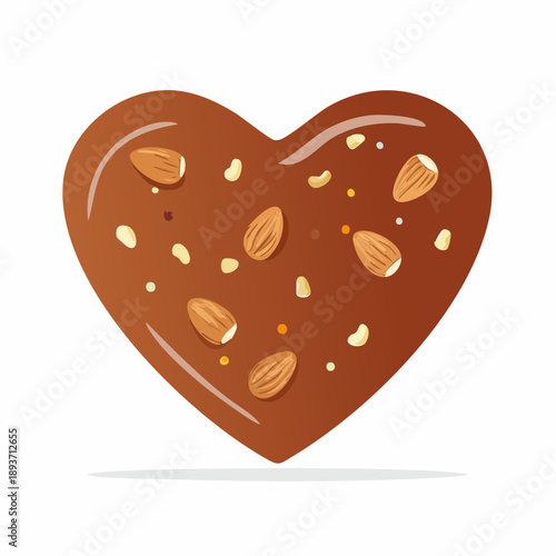 Heart‑shaped Chocolate Bark Hearts with Almonds Displayed on a White Background from a Close‑up View