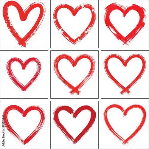 Artistic Hearts Collection: A visually striking compilation of various red heart designs, each with a unique, artistic touch. Perfect for conveying love and emotion in an expressive style.