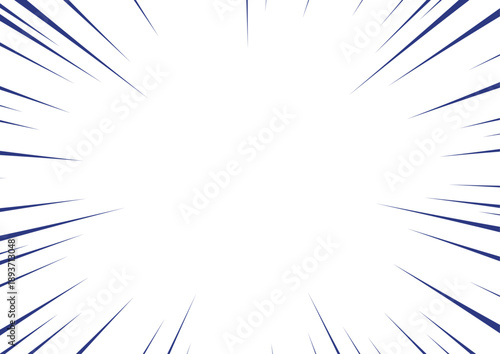 青色の漫画風集中線・効果線セット（インパクト・スピード感・背景素材）