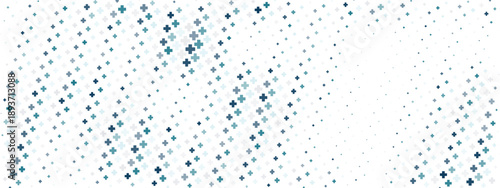 Abstract health pattern featuring geometric plus signs on white backdrop. Modern medical texture ideal for hospital websites, healthcare graphics, or clinical templates.