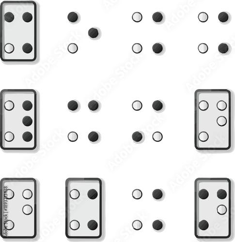 Create a kinds of deferent Braille numbers. Tactile writing system used by people who are blind or visually impaired. vector art with white background.