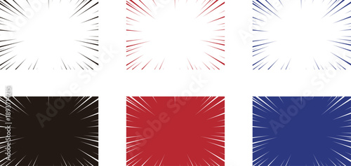 漫画風集中線のフレーム素材6種セット（コミック・ポップ・インパクト）