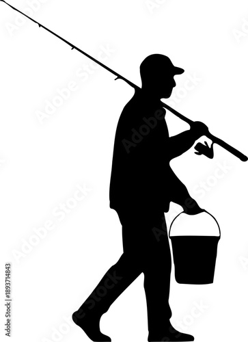 silhouette of a fisherman