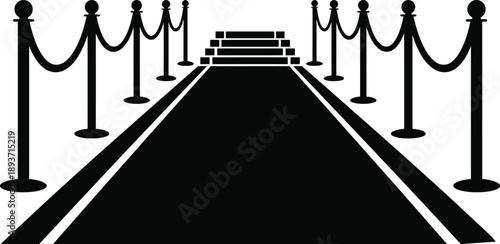 Red Carpet VIP Event Silhouette Vector – Exclusive Entrance Rope Barriers