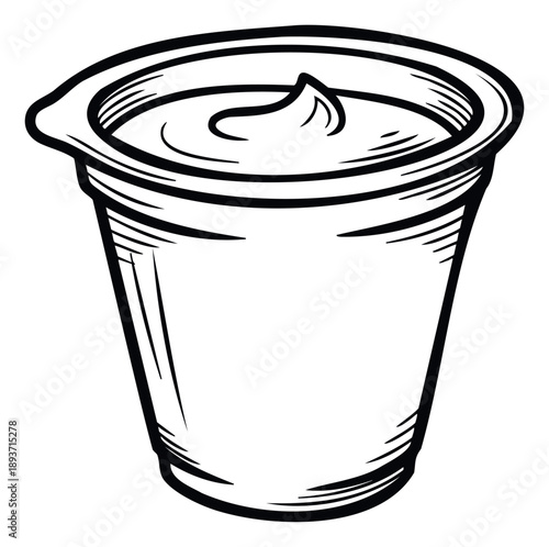 Single serving portion cup of creamy yogurt or dessert, ideal for product branding, food industry materials, and healthy lifestyle content