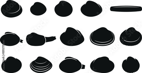 Clam & Bivalve Shellfish Silhouette Vector Set