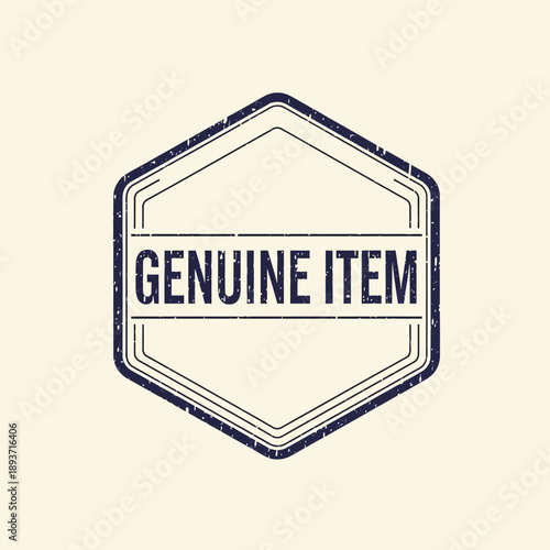 Genuine Item Hexagonal Stamp Logo Design.