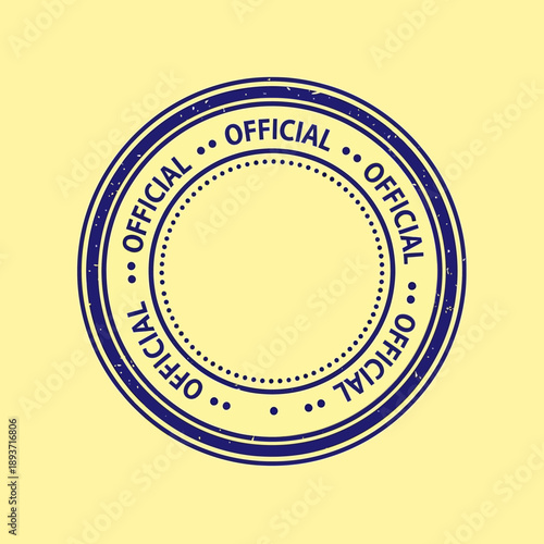 Official Blue Stamp on Yellow Background.