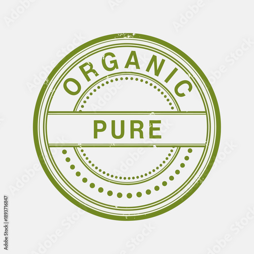 Organic Pure Green Circle Label Design.
