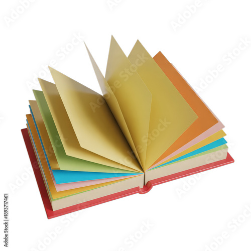 Open book colorful pages stacked paper stationery image