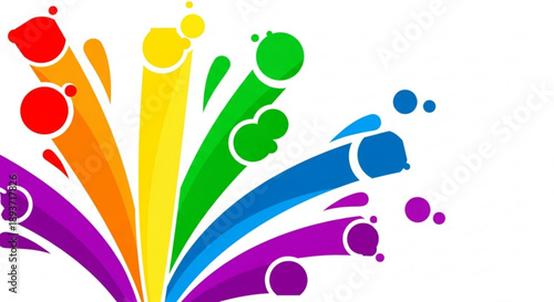 Vibrant rainbow color splashes on white background symbolizing creativity and diversity