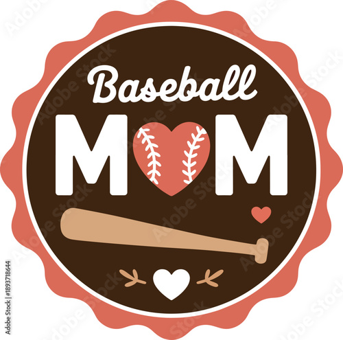 Baseball Mom Heart Logo Design