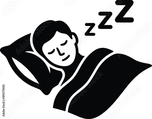 Sleeping Person Silhouette Vector – Peaceful Sleep in Bed Pillow Blanket
