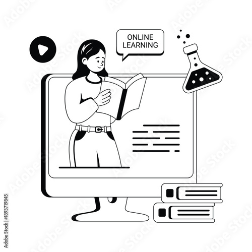 Take your hands on this amazing glyph illustration of online learning
