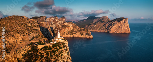 Bild auf Leinwand Mallorca, Spain - Aerial panoramic view of the Lighthouse at Cap de Formentor at
