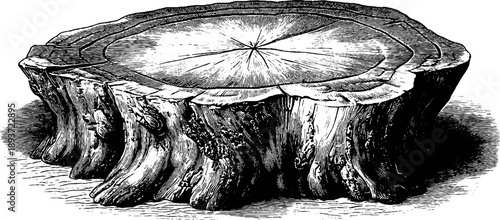 Detailed botanical root cross section with vintage engraving for educational use