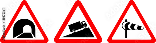 Traffic Warning Signs for Tunnel Hill and Crosswind