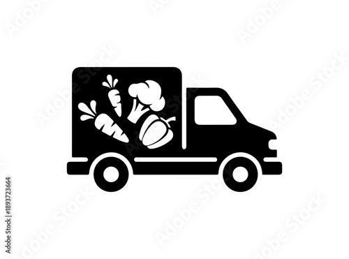 Black Silhouette of a Delivery Truck