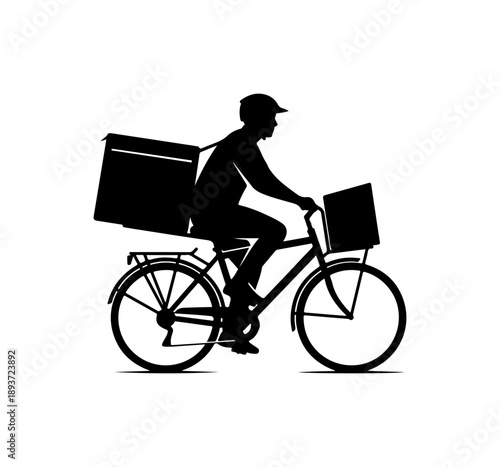 Delivery Person on Bicycle Silhouette