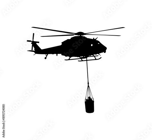Helicopter Silhouette with Suspended Cargo