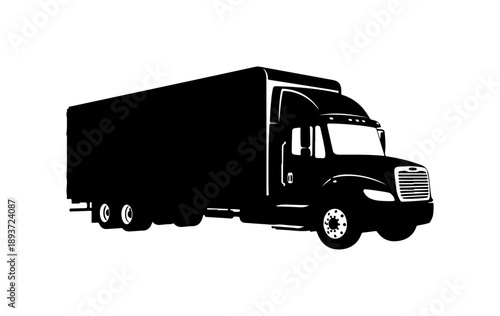 Black Silhouette of a Semi-Truck