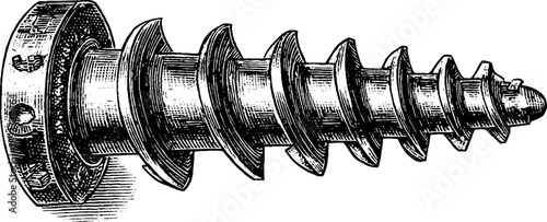 Vintage mechanical screw thread engraving - intricate botanical design