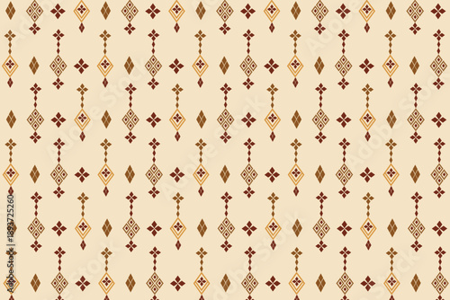 Nature vintages cross stitch traditional ethnic pattern paisley flower Ikat background abstract Aztec African Indonesian Indian seamless pattern for fabric print cloth dress carpet curtains and sarong