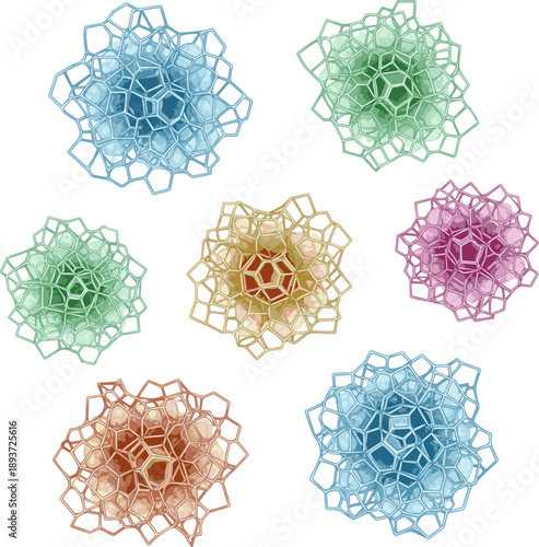 Isolated a kinds deferent realistic PDRN Exosome micro molecules for skin regeneration 3D render vector art.