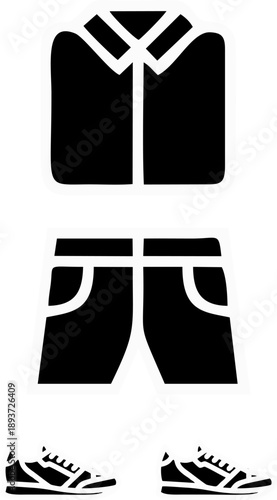 Sport Tracksuit Hoodie Sweatpants and Sneakers Vector Icon