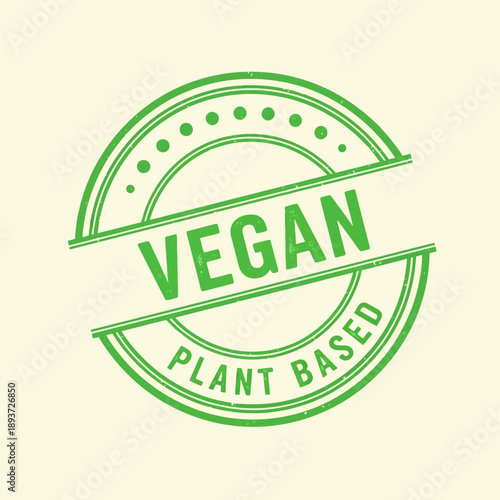 Vegan Plant Based Green Stamp Logo.