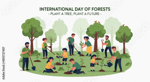 International Day of Forests Nature Conservation Flat Vector Illustration