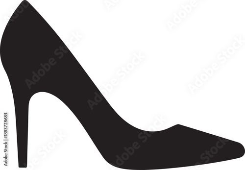 Elegant Black High Heel Shoe Silhouette For Fashion, Style, Glamour And Footwear Branding
